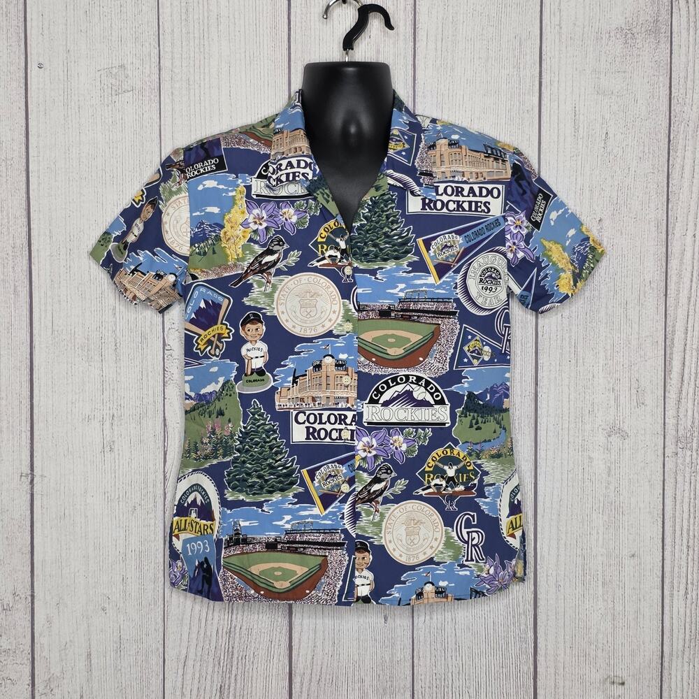 Vintage 1993 Colorado Rockies Reyn Spooner Inaugural Year Aloha Shirt, sz Small